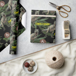 恐竜パーティー子供の誕生日トレックス ラッピングペーパー