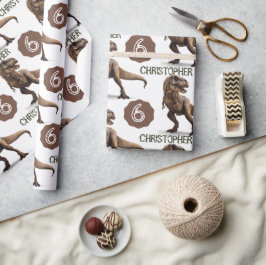 恐竜パーティー子供の誕生日トレックス ラッピングペーパー