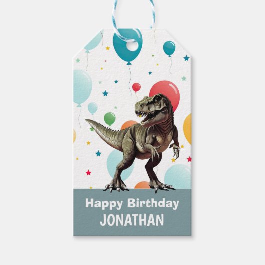 恐竜パーティー風船 ギフトタグ (正面)