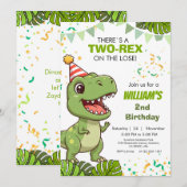 恐竜パーティー2歳の誕生日招待状 招待状 (正面/裏面)