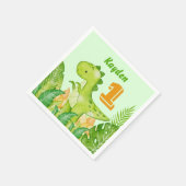 恐竜パーティー パーソナライズされた スタンダードカクテルナプキン (角)