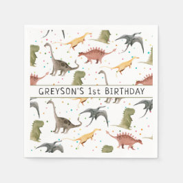 恐竜パーティー 動物 誕生日 パーソナライズデザイン スタンダードカクテルナプキン