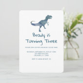 恐竜パーティー 青いストライプ 招待状 (スタンド正面)
