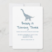 恐竜パーティー 青いストライプ 招待状 (正面)