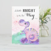 *~*恐竜パープルイエロードラゴン男の赤ちゃんシャワー 招待状 (スタンド正面)