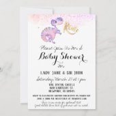 *~*恐竜パープルイエロードラゴン男の赤ちゃんシャワー 招待状 (裏面)