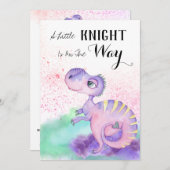 *~*恐竜パープルイエロードラゴン男の赤ちゃんシャワー 招待状 (正面/裏面)