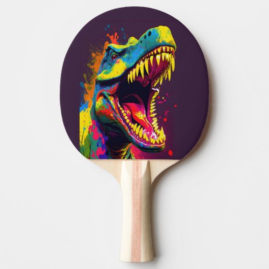 恐竜パープルTレックスジャスシカ世界の子供 卓球ラケット (正面)
