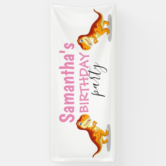 恐竜ピンクの少女 横断幕 (縦)