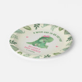 恐竜ピンクの赤ちゃん女の子シャワーの途中でワイルドワン ペーパープレート (アングル)