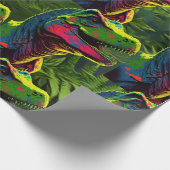 恐竜ピンクジャングル誕生日キッズ ラッピングペーパー (角)