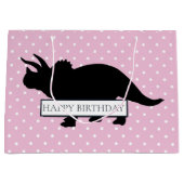 恐竜ピンクトランプのポーカーパターン大少年バッグ ラージペーパーバッグ (正面)