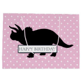 恐竜ピンクトランプのポーカーパターン大少年バッグ ラージペーパーバッグ (裏面)