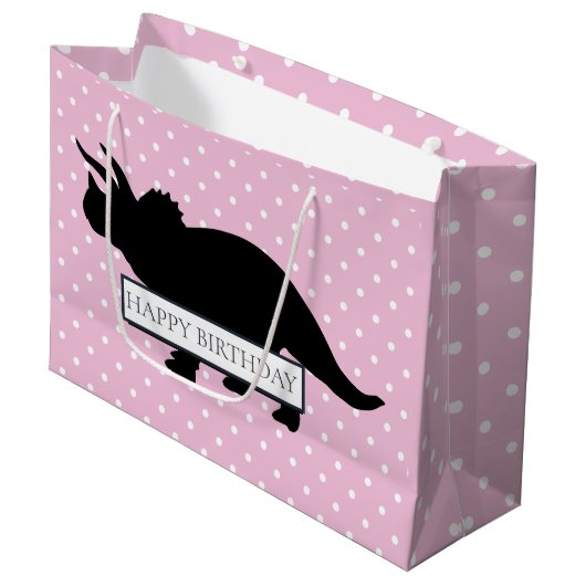 恐竜ピンクトランプのポーカーパターン大少年バッグ ラージペーパーバッグ (正面アングル)