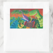 恐竜ファンキーバンド 長方形シール (バッグ)