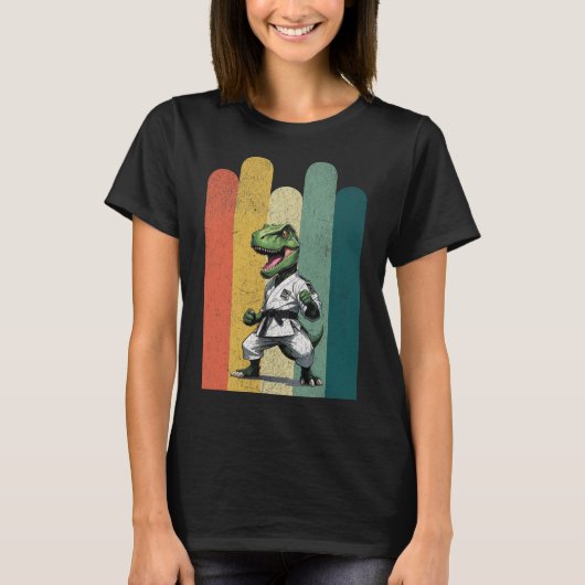恐竜ファン 勇気 カラテ プライド 強さ Tシャツ (正面)