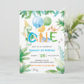 恐竜ファーストボーイ誕生日招待状テンプレート 招待状 (スタンド正面)