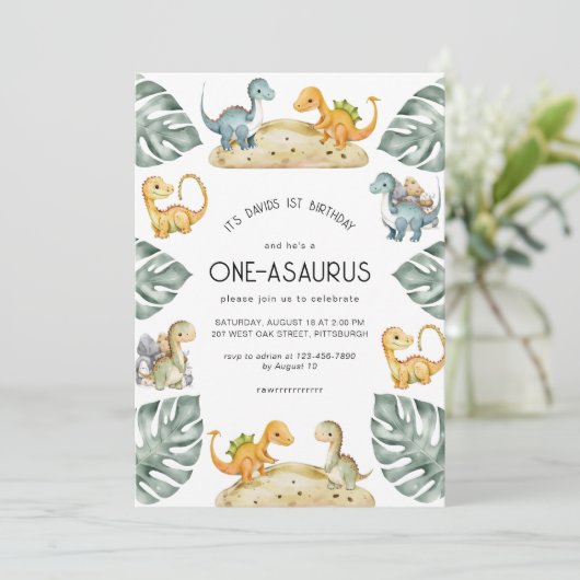恐竜ファースト誕生日オニザウルスパーティー 招待状 (スタンド正面)