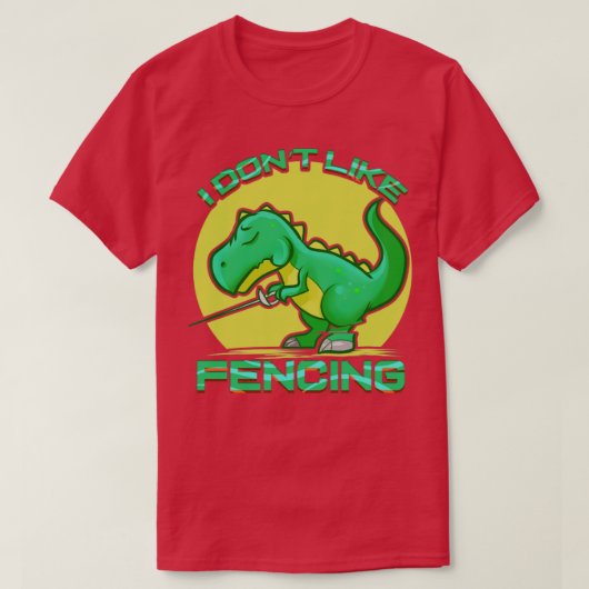 恐竜フェンサーTRexフェンシングおもしろい剣士 Tシャツ (デザイン正面)
