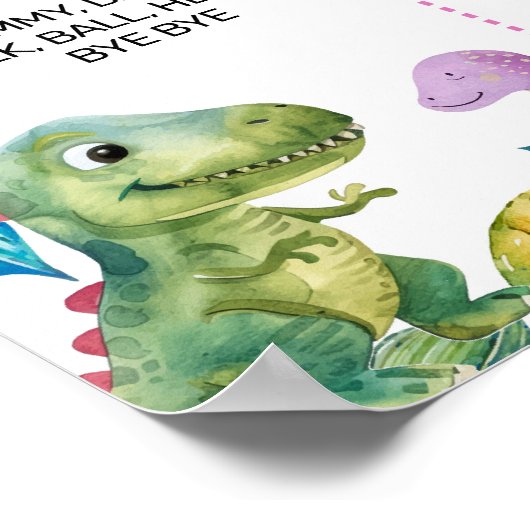 恐竜フォトガール1stバースデーマイルストーンサイン ポスター (角)