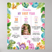 恐竜フォトガール1stバースデーマイルストーンサイン ポスター (正面)