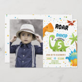 恐竜フォトロール誕生日招待状 招待状 (正面/裏面)