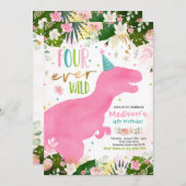 恐竜フォーエバーワイルドパーティー誕生日 招待状 (正面/裏面)