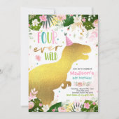 恐竜フォーエバーワイルドパーティー誕生日 招待状 (正面)