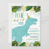 恐竜フォーエバーワイルドボーイ恐竜4歳の誕生日 招待状 (正面)