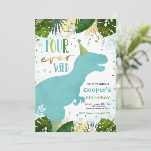 恐竜フォーエバーワイルドボーイ恐竜4歳の誕生日 招待状 (スタンド正面)