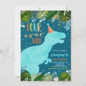 恐竜フォーエバーワイルドボーイ恐竜4歳の誕生日 招待状 (正面)
