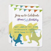 恐竜フラッグ子供の誕生日招待状 招待状 (正面/裏面)