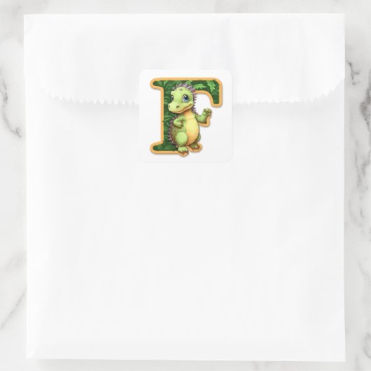 恐竜フレンドリーと文字F スクエアシール (バッグ)