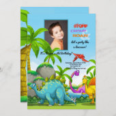 恐竜フレンドリーの写真招待状 招待状 (正面/裏面)