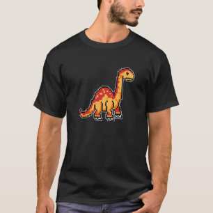 恐竜ブラキオサウルスピクセルレトロゲームスタイル Tシャツ