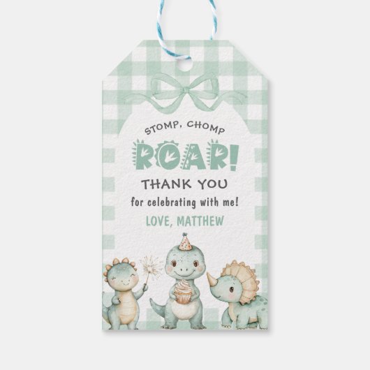 恐竜ブルーギンガム1st誕生日パーティー ギフトタグ (裏面)