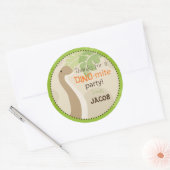 恐竜ブロントサウルス誕生日カップケーキトッパー ラウンドシール (封筒)