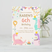 恐竜プリンセスの誕生日 招待状 (スタンド正面)