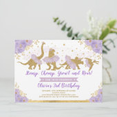 恐竜プリンセスバレリナピンクフローラ誕生日 招待状 (スタンド正面)