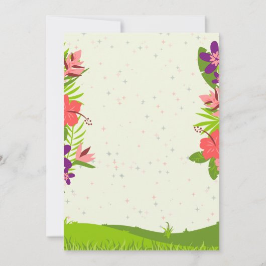 恐竜プリンセス誕生日招待状 招待状 (裏面)