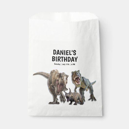 恐竜プリント可能な誕生日パーティー，ディノパーティー フェイバーバッグ (正面)
