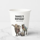 恐竜プリント可能な誕生日パーティー，ディノパーティー 紙コップ (正面)