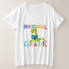 恐竜プレスクールGRADE分隊先生 プラスサイズTシャツ