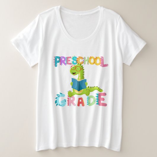 恐竜プレスクールGRADE分隊先生 プラスサイズTシャツ (デザイン正面)