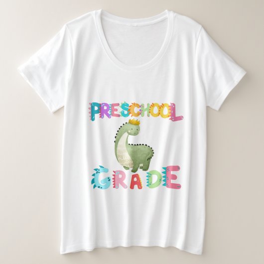 恐竜プレスクールGRADE分隊先生 プラスサイズTシャツ (デザイン正面)