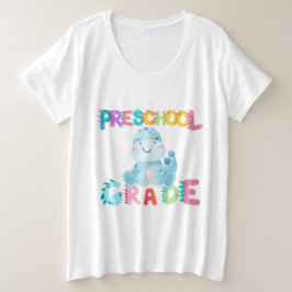 恐竜プレスクールGRADE分隊先生 プラスサイズTシャツ