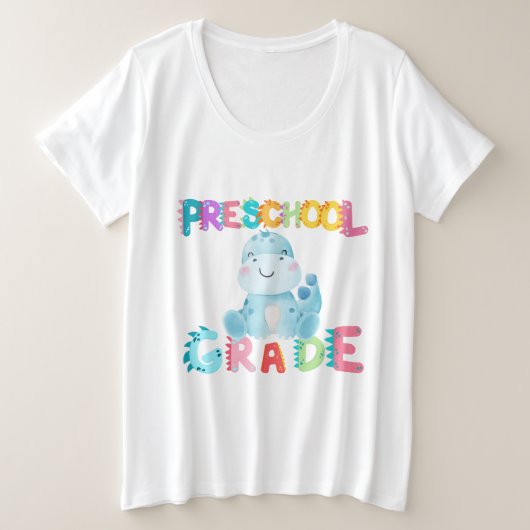 恐竜プレスクールGRADE分隊先生 プラスサイズTシャツ (デザイン正面)