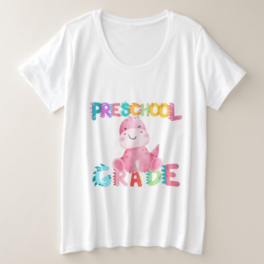 恐竜プレスクールGRADE分隊先生 プラスサイズTシャツ (デザイン正面)