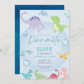 恐竜プールパーティー少年の誕生日 招待状 (正面/裏面)