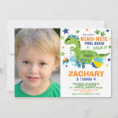 恐竜プール誕生日パーティーBashボーイスイムフローティ 招待状 (正面)